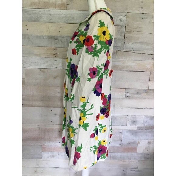 Vintage David Crystal Multicolor Floral Long Jacket Coat medium - Picture 4 of 12